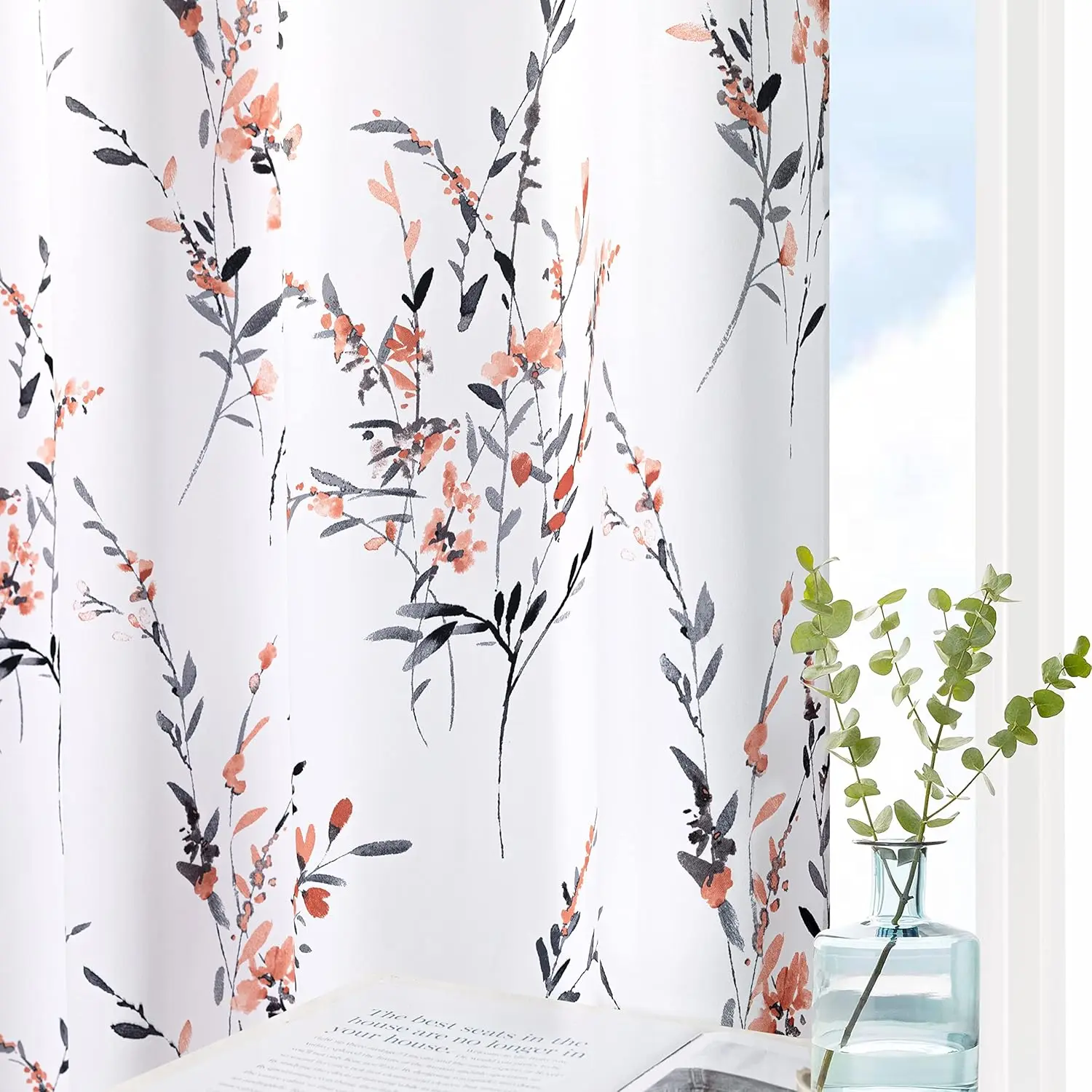

Цветочные шторы длиной 84-дюймового цвета для гостиной, спальни, термоизолированные, светофильтрующие, с рисунком листьев, с принтом, мягкой клетки