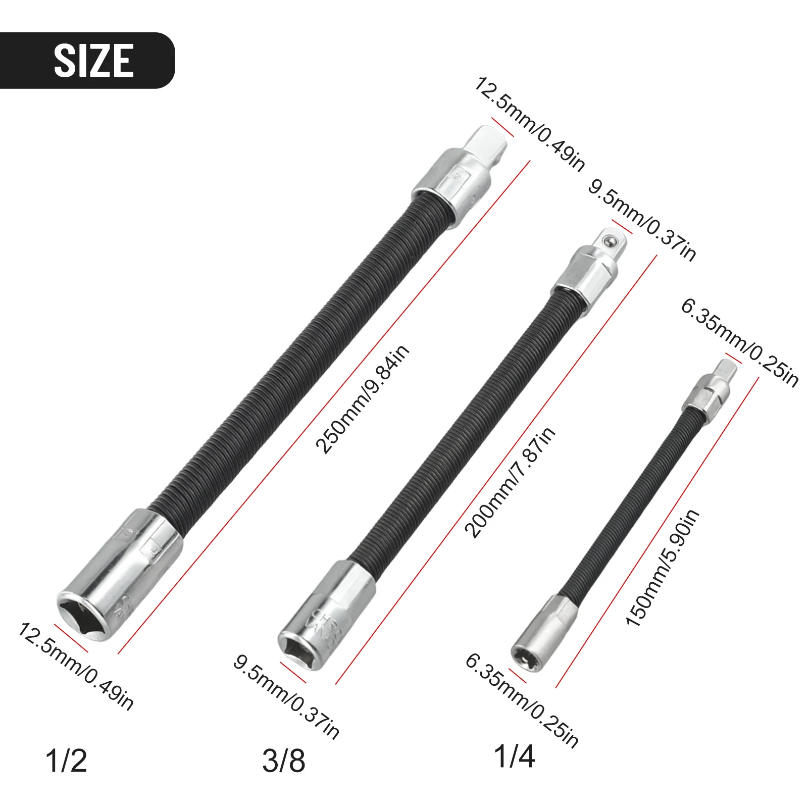 

Flexible Shaft Extension Rod Combination Wrench Polished Chrome Plating Socket Wrench Steel Garden Home High Quality