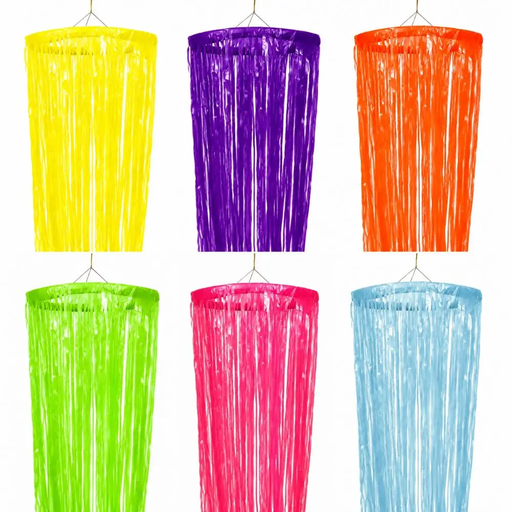 2.1m Neon Tassel Curtain Tube Hanging Design Bright Fluorescent Effect Party Ceiling Hanging Decor PET Easy To Install & DIY