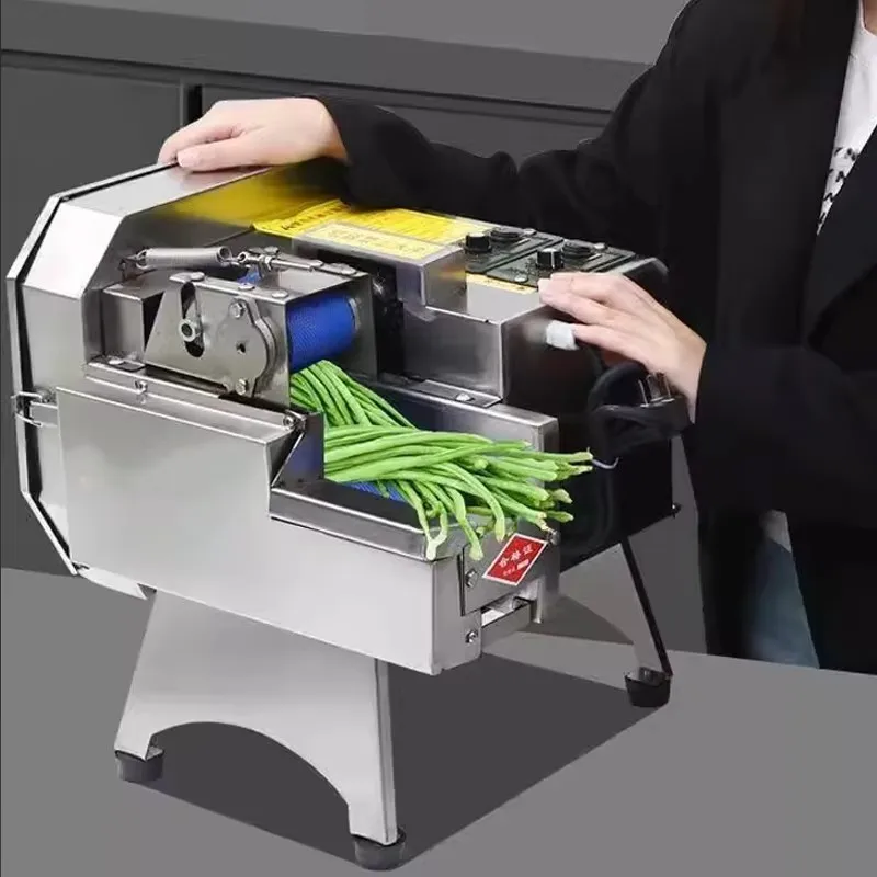 Rebanador eléctrico comercial, máquina cortadora de verduras y chalota, máquina comercial multifuncional para cortar en cubitos, zanahoria, patata y fruta