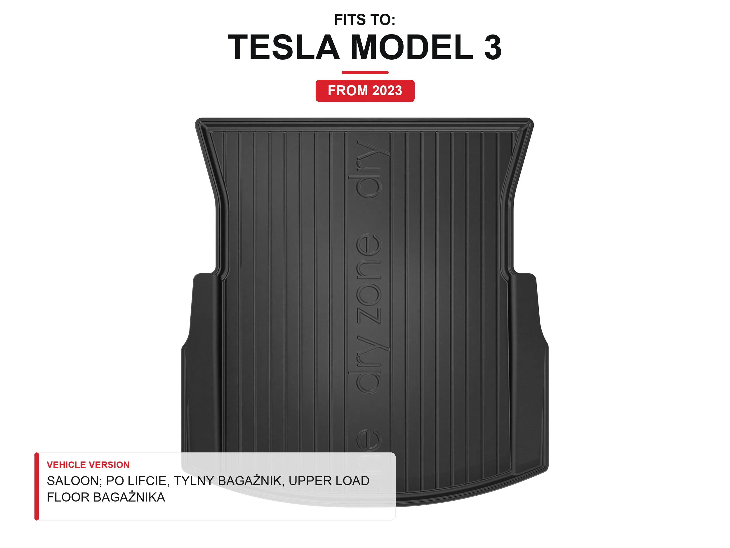 Tpe Dryzone kofferbakmat voor: Tesla Model 3 2023- Sedan
