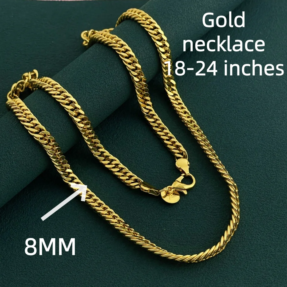 

Мужское ожерелье из серебра 925 пробы с позолотой, 8 мм, в стиле хип-хоп, 18-24 дюйма, подарок на день рождения