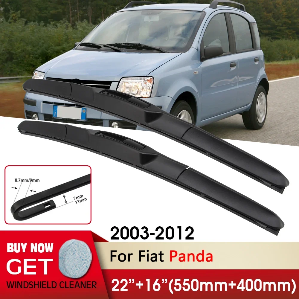 

Car Wiper RHD & LHD Front Wiper Blade 22"+16" For Fiat Panda 169 2003-2012 Fit U Hook Arm Windshield Windscreen Front Window