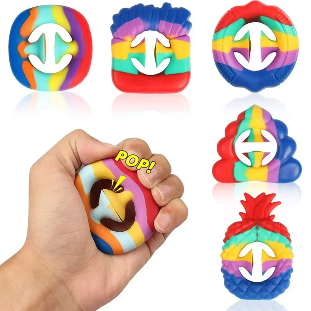 1 Pc Colorful Decompression Fidget Toy Silicone Anti Stress Finger Hand Grip Controller Spinner Toys for Adult Children Ring