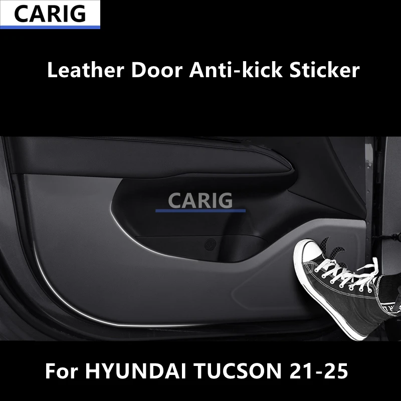

For HYUNDAI TUCSON 21-25 Leather Door Anti-kick Sticker Modified Carbon Fiber Pattern Interior Car Film Accessories Modification
