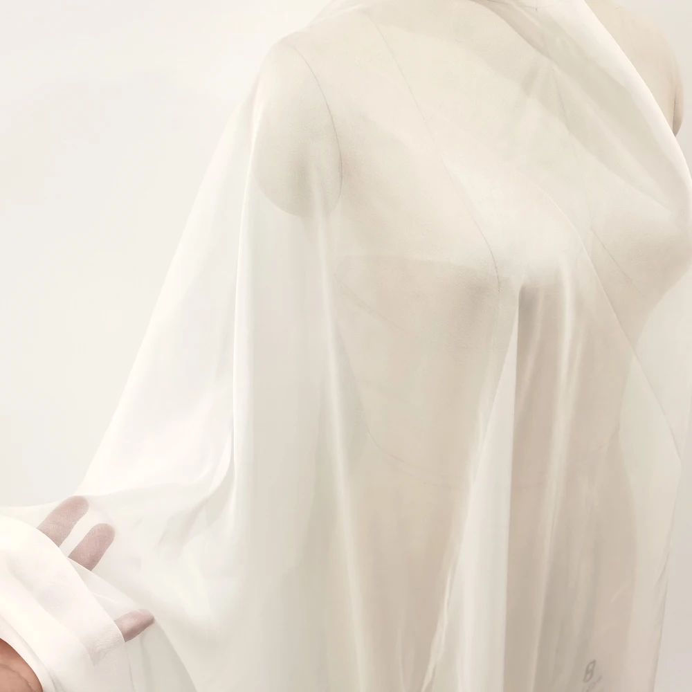 50cm*140cm Natural White 100% Mulberry Silk Chiffon Fabric Light Breathable Scarf Floating Skirt