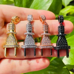 5pcs Plug Charm for Women Bracelet Necklace Making Zirconia Paved Gold-Plated Bling Pendant for Jewelry Handmade God is The Plug