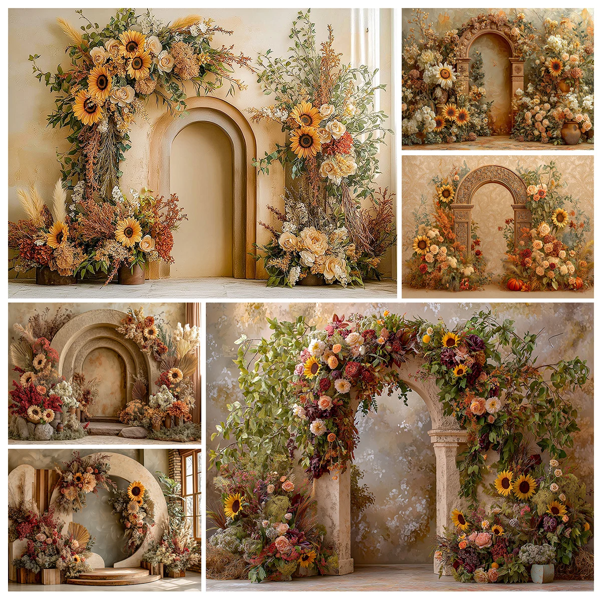 floral-arch-backdrop-with-sunflowers-and-roses-kids-adult-birthday-photocall-decor-baby-girls-cake-smash-backgrounds