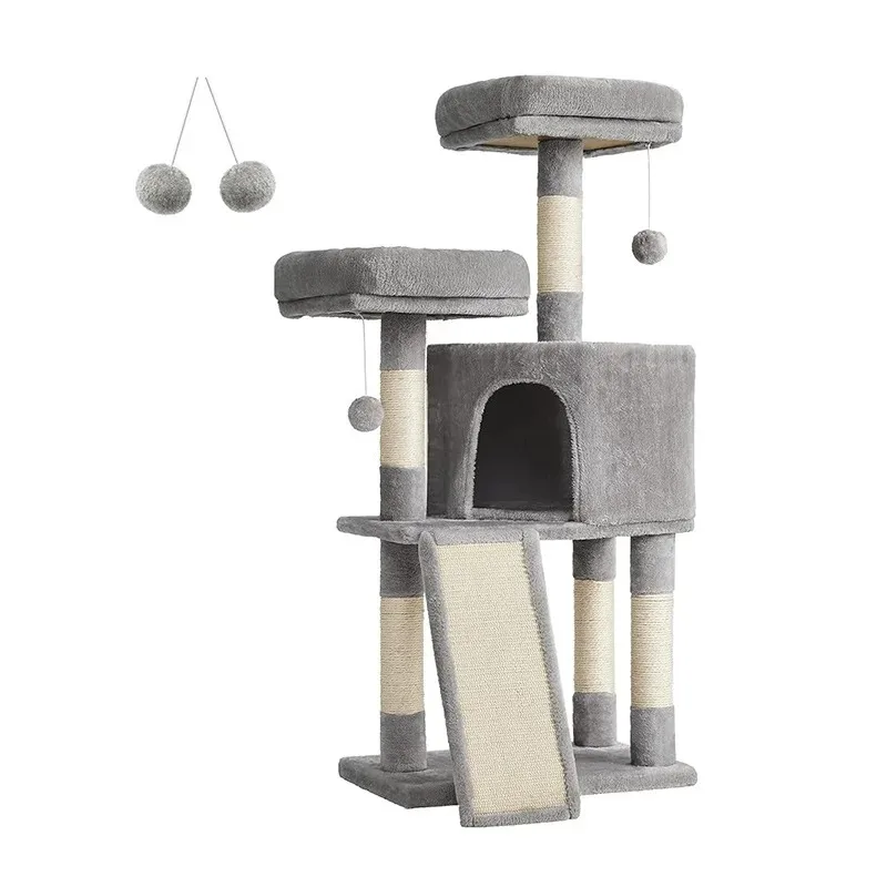 

Large Multi-Functional Cat Tree with Integrated Cat Bed and Sisal Scratching Post Sturdy Cat Climbing Frame for Multiple play