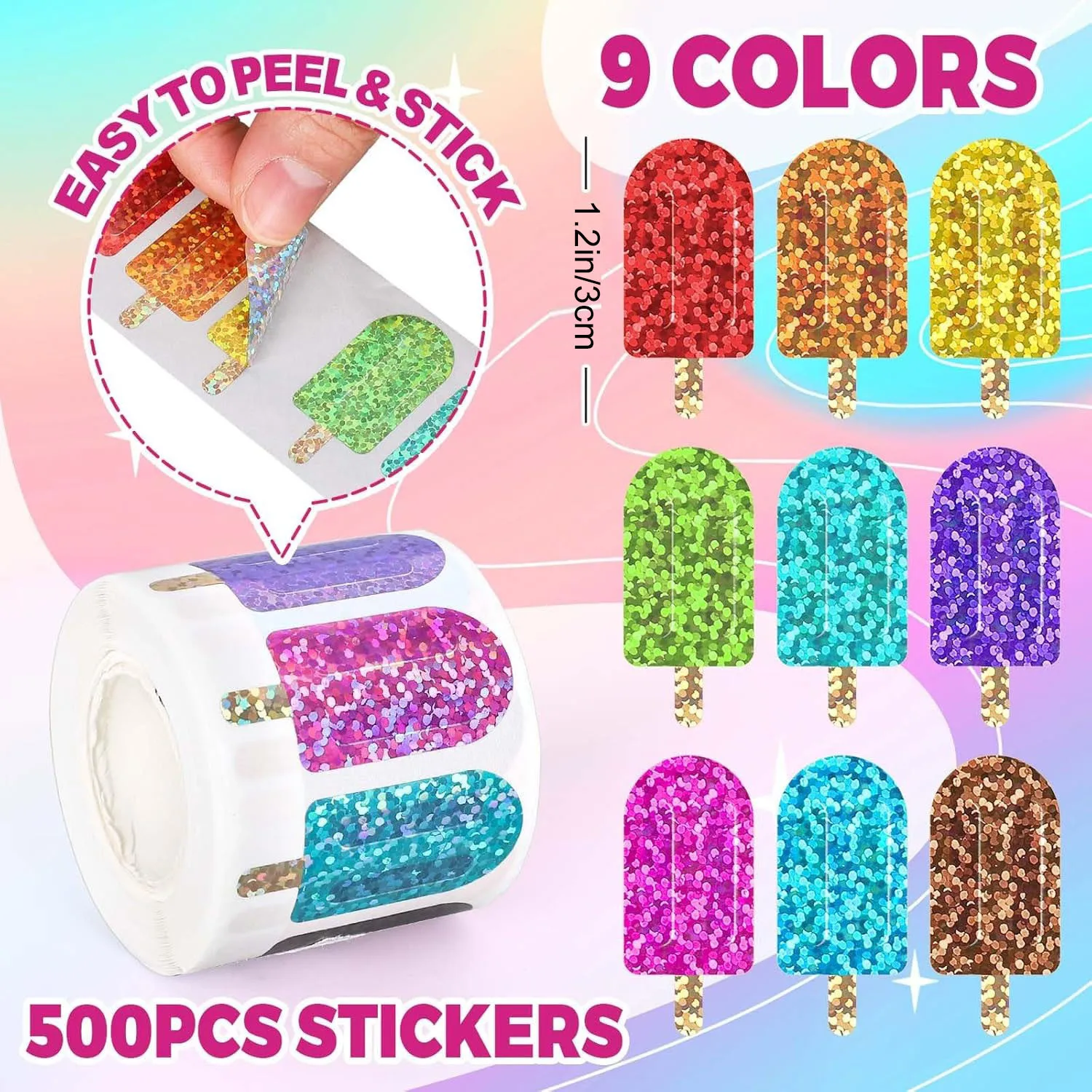 Popsicle Pattern Summer Atmosphere Drink Decoration Stickers Party Atmosphere Decoration Stickers Perfect for Party Decoration Gift Card Boxes Party Gift Decoration Stickers