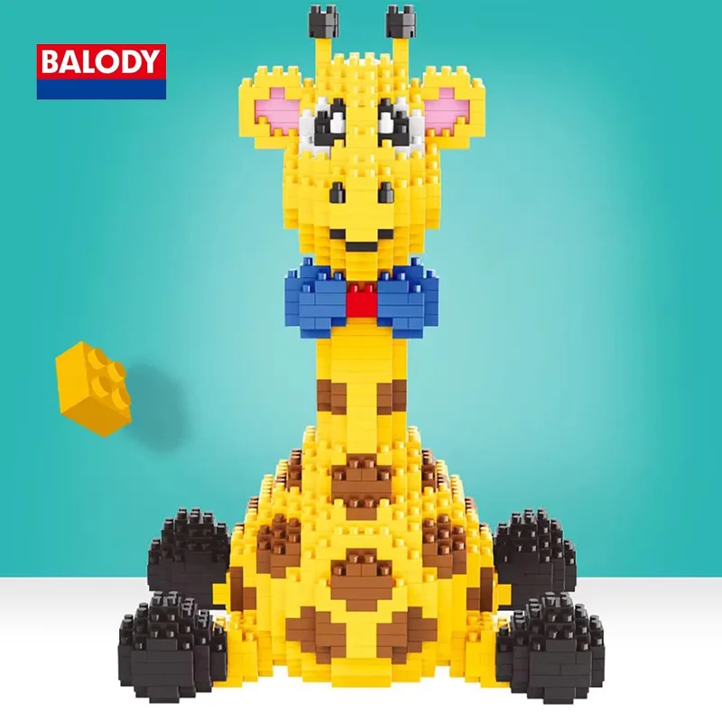 BALODY Kawaii Cartoon Puzzle Block Originality DIY Giraffe Genuine High Reduction Mash-up Color Desktop Ornament Holiday Gift