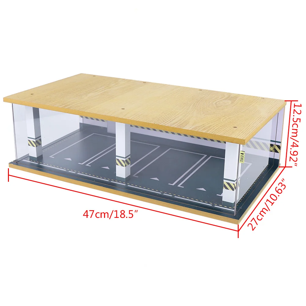 1/24 Schaal Acylische Hoes Auto Garage Verlichting Parking Model Led Verlichting Diecast Auto Diorama Scene Vitrine