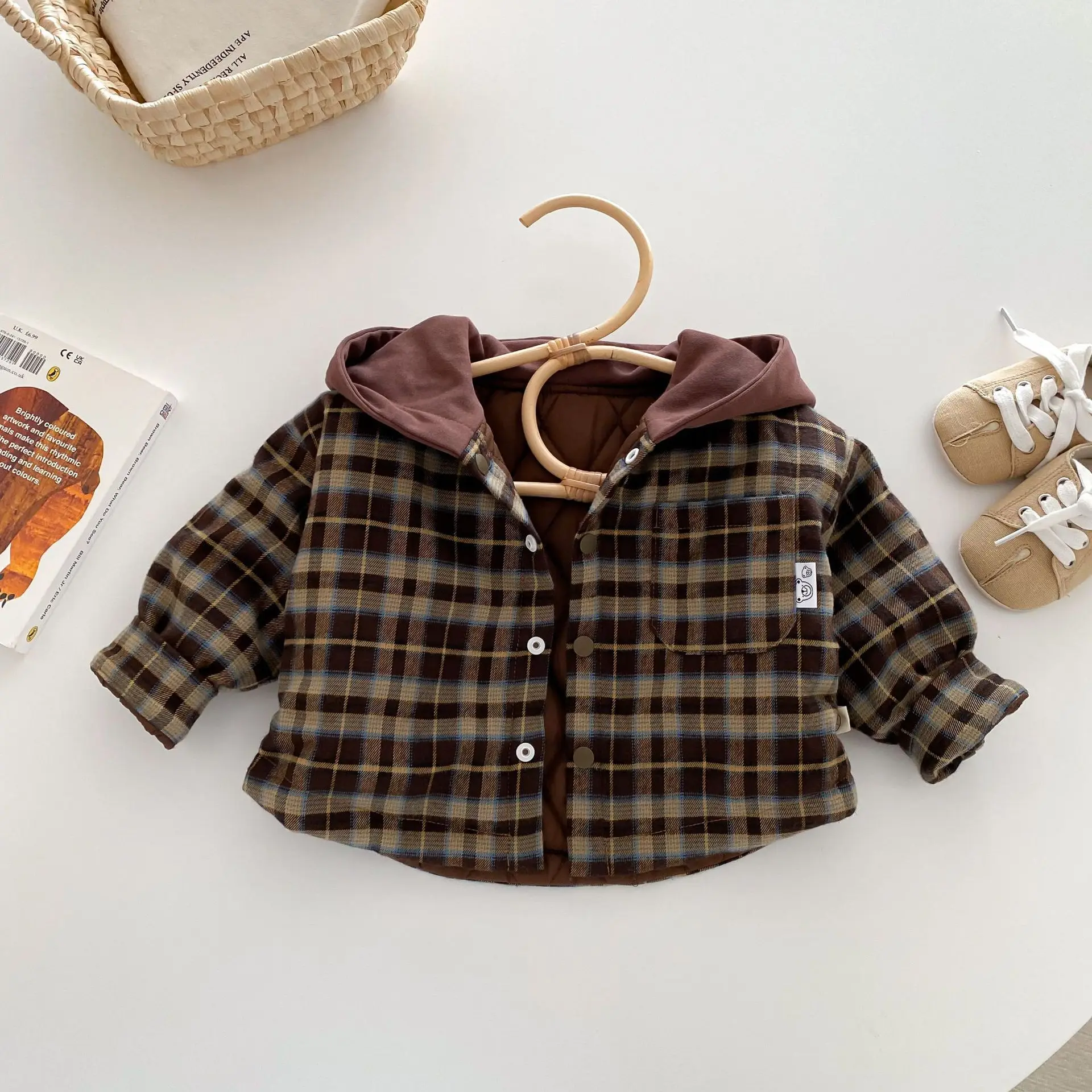 Baby Clothes Thick Coat 0-5 Years Old Autumn Winter Boy Color Matching Hooded Fleecy Padded Jacket Baby Cotton Clip Winter Coat