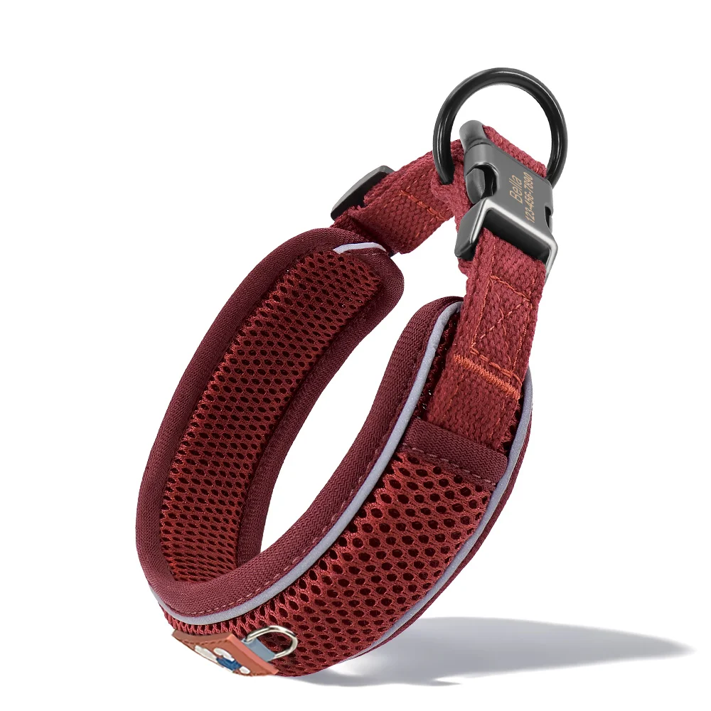Personalisiertes Hundehalsband aus Mesh, atmungsaktiv, reflektierende Haustier-Halskette, langlebig, für kleine, mittelgroße und große Hunde, kostenlose Gravur – Detail 8