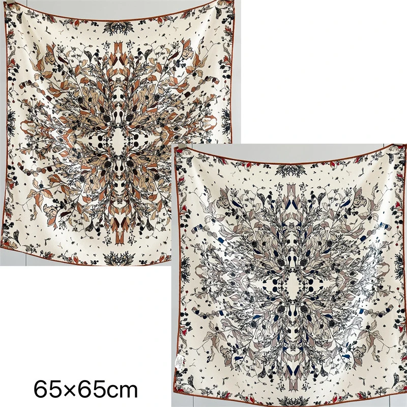 

Double Sided Soft Scarf Luxury Winter Shawls Silk Wool Scarfs Square Warm Bandanas Cashmere Pashmina 65CM Lover Head Gift