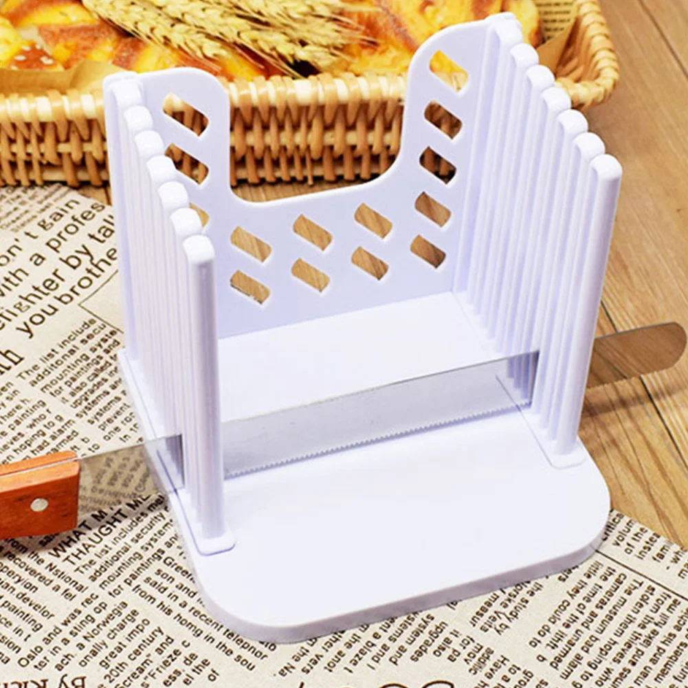 Bread Slicer Foldable Toast Slicer Tool Adjustable Plastic Bread Cutting Guide Tools for Homemade Bread Kitchen Baking Tool