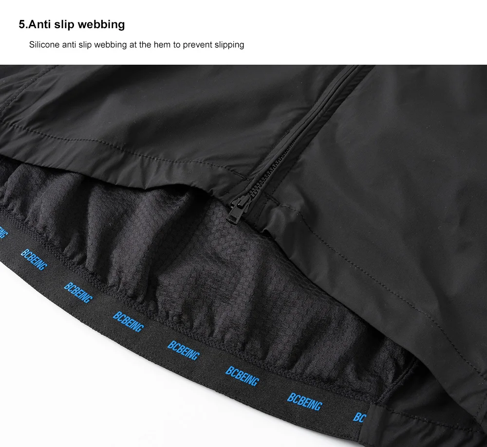 BCBE-ING Radjacke für Herren, leicht, atmungsaktiv, schnelltrocknend, wasserdicht, winddicht, professionelle Fahrradjacke, schmal geschnitten, kurzes Design. – Detail 9