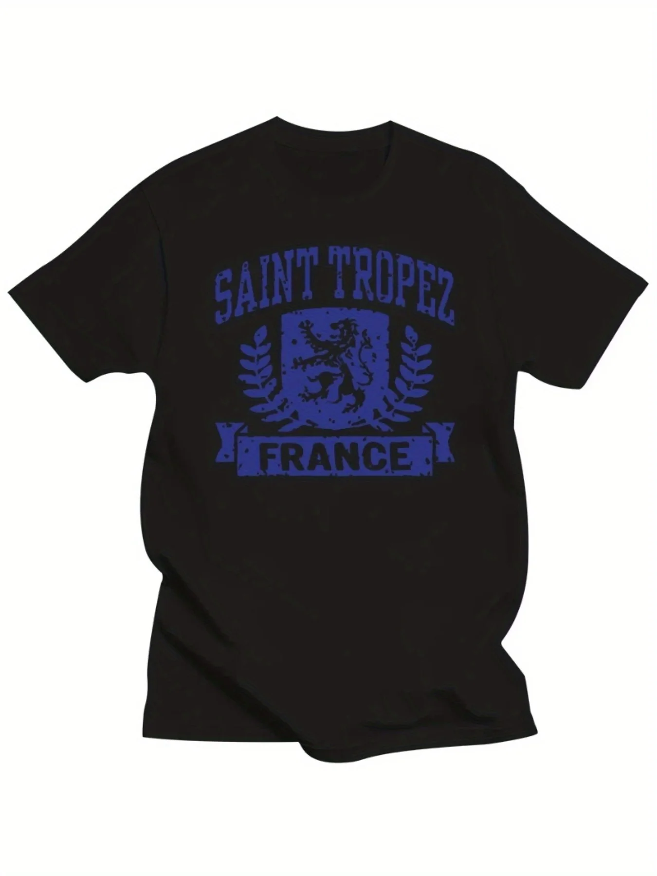 Camiseta Gráfica Saint Tropez Francia para Hombre, Lavable a Máquina, Camiseta Esencial para el Día a Día, Ropa de Viaje, Cuello Redondo Clásico