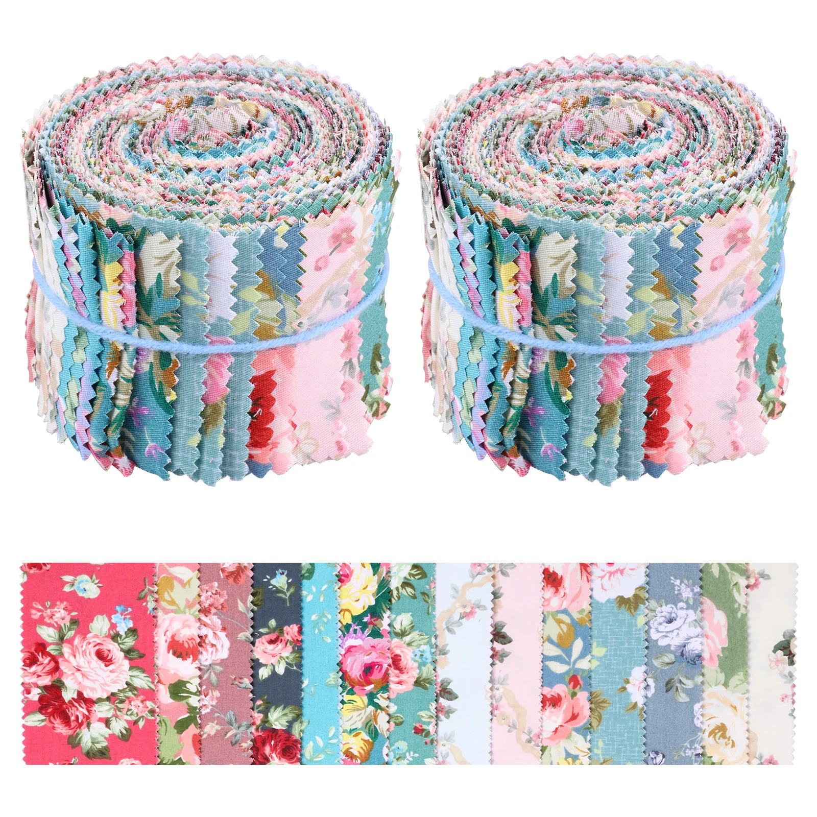 80/84 Piezas de Tela de Algodón Suave para Acolchado, Tela Transpirable para Manualidades, Rollo de Tela con Patrón de Flores, Tela de Rollo de Gelatina para Mantas y Alfombras