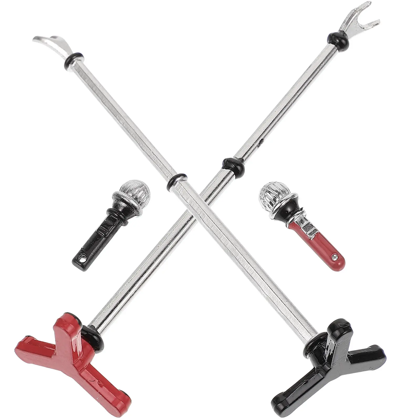 

2Pcs Alloy Miniature Singing Microphones for Kids Role Play Pretend Play Accessories Dollhouse Decorations Miniature Microphone