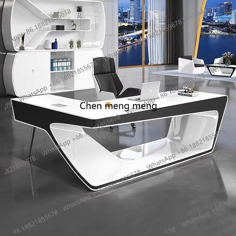Wooden White Executive Office Desk Manager Designer Adjustable Study Computer Desk Gaming Large Scrivania Work Station Table