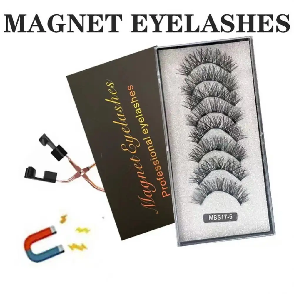 Magnets Natural Mink Eyelashes false eyelashes magnetic eyelashes  Handmade Artificial With Tweezer Makeup Set