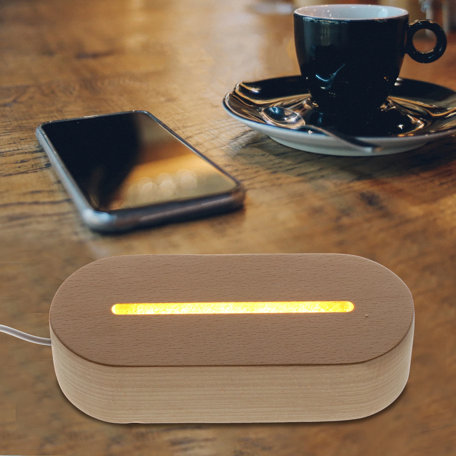 

Wooden Crystal LED Night Light Base Home Decor Lighting Led Base Lighting Display Table Wooden Crystal Ball St