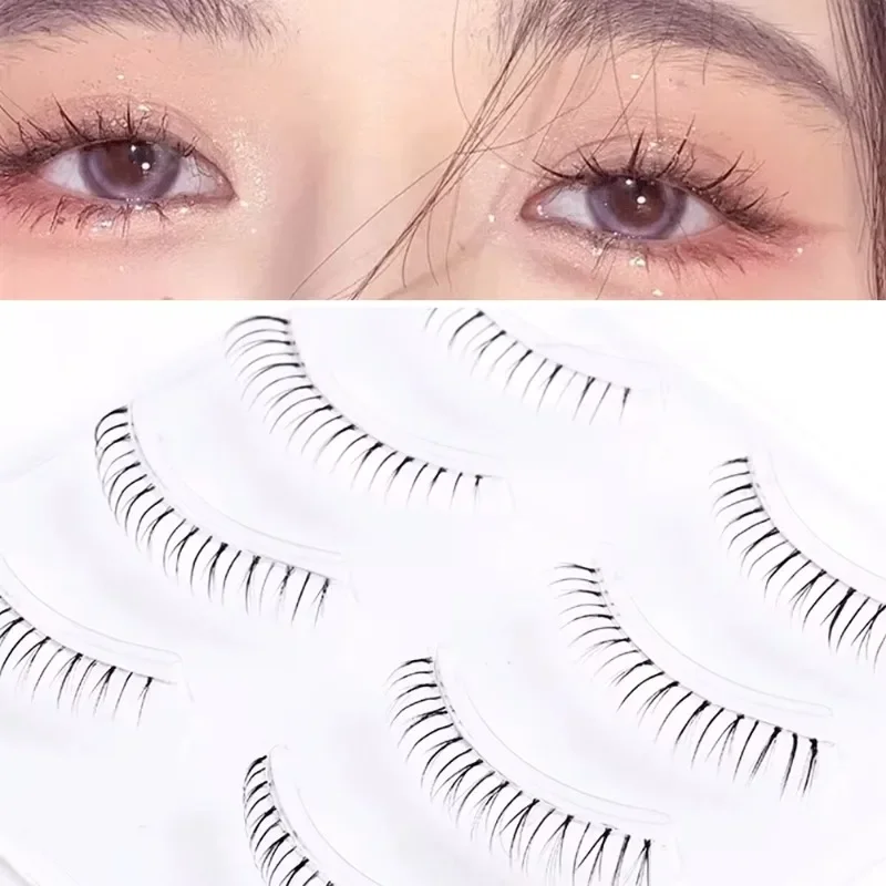 3/4 Pairs Little Devil Fake Eyelashes Natural Look Reusable Manga Japanese Korea Makeup Clear Invisible Band Work Date Fake Lash