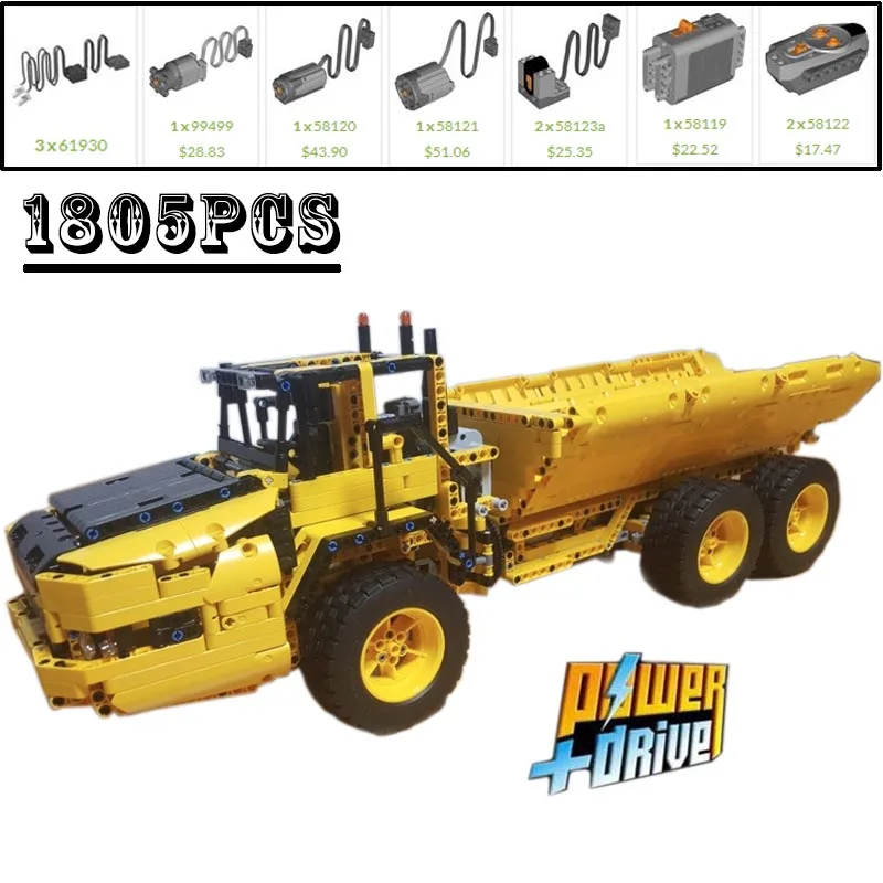 NEW Technische model Custom RC Dump Truck Building Block Bricks MOC-8002 Truck Remote Assembly Toy Model Boy\'s Birthday Gifts