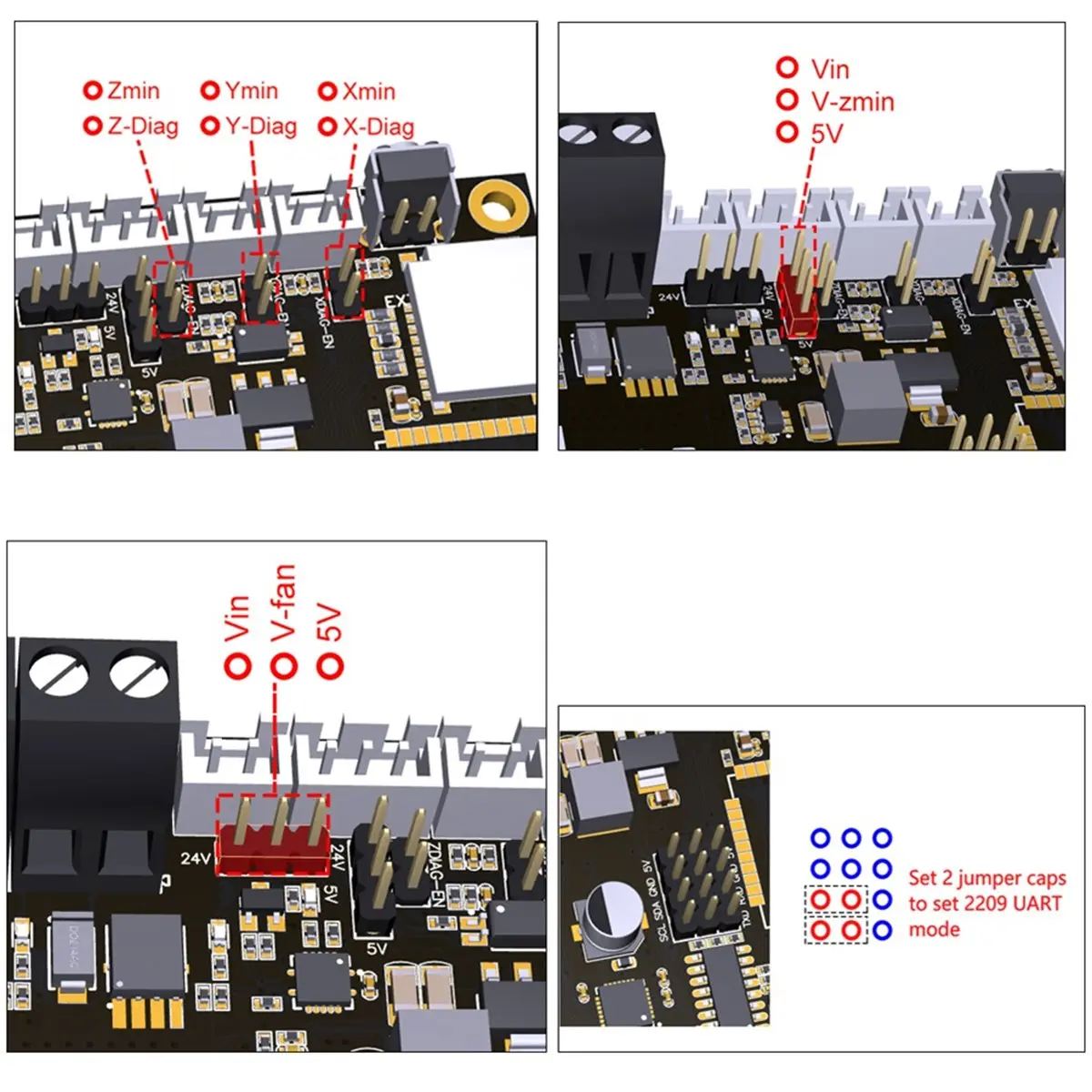 For E4 Board with Built-in Wi-Fi and Bluetooth 4 Pcs TMC2209 240MHz 16M Flash 3D Printer Control Board Based