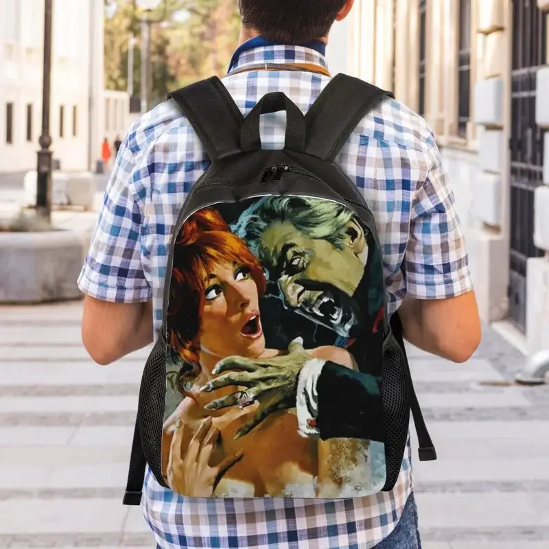 Destemido Vampire Killers Mochila portátil para homens e mulheres, saco de filme de terror para estudante universitário, Halloween Fashion Bookbag