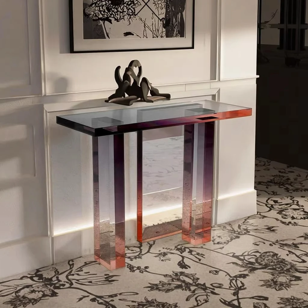 fj-High Class Villa Home Furniture Corridor Side Transparent Acrylic Console Table Luxury Entry Thickened Acrylic Entrance Table