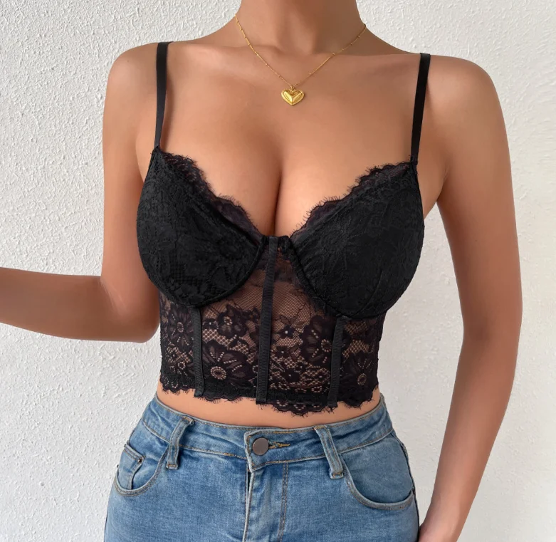 

Women's Tank Top Fashion 2025 Summer Street Hollowed Out Minimalist Ins Style Eyelashes Multi-Color Sexy Corset Vest