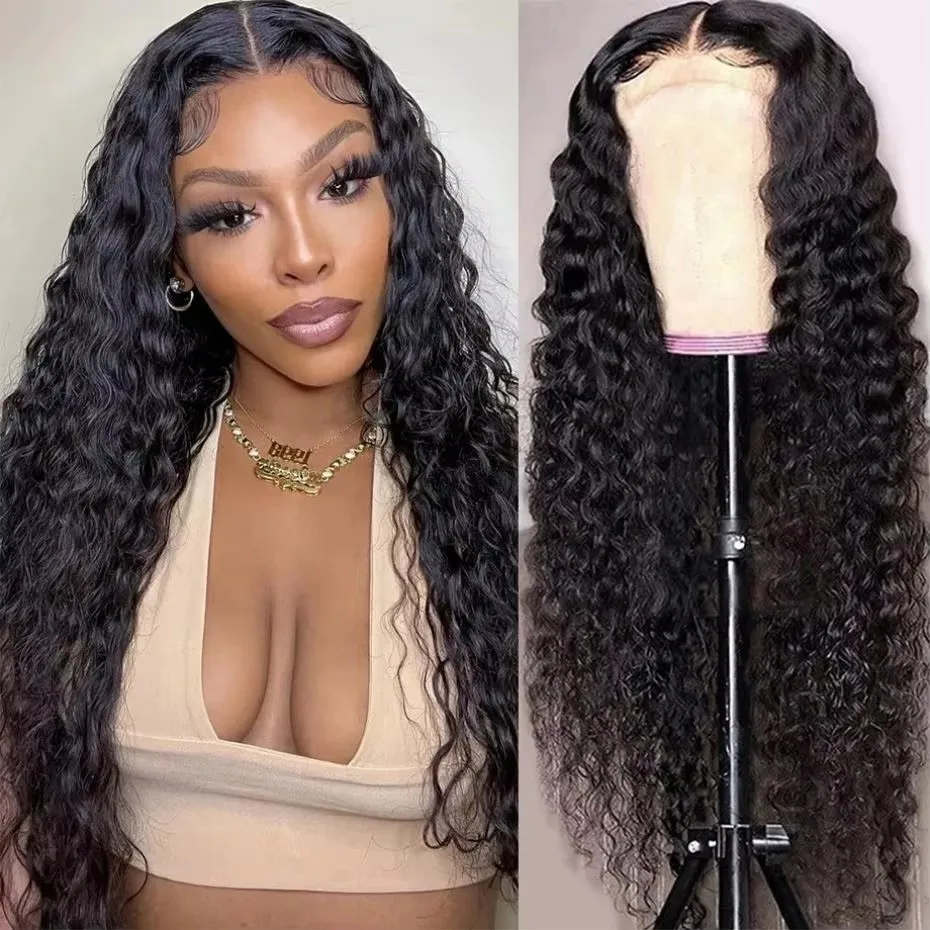 

Deep Wave Human Hair Wig 13x4 13x6 HD Transparent Lace Frontal Curly Wave PrePlucked Hairline 4x4 Lace Closure Wig For Women