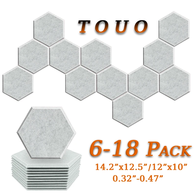 TOUO Acoustic Panel 6/12/18 Pcs Flame-Retardant Ceiling Soundproof Wall Panels Sound Absorbing Material Ktv Acoustic Treatment