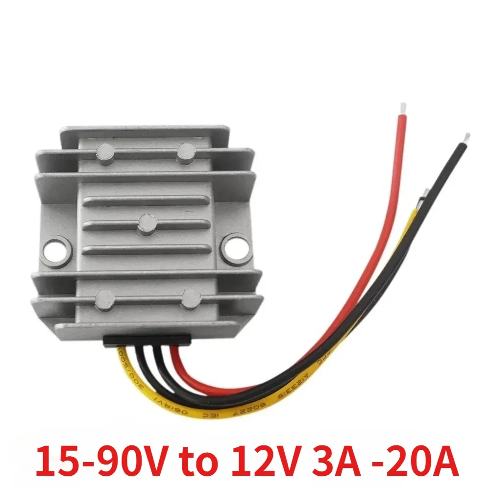 15-90V to 12V 3A 5A 10A 15A 20A DC-DC Converter Small Buck Module Waterproof Golf Cart Voltage Regulator Reducer Power Supply