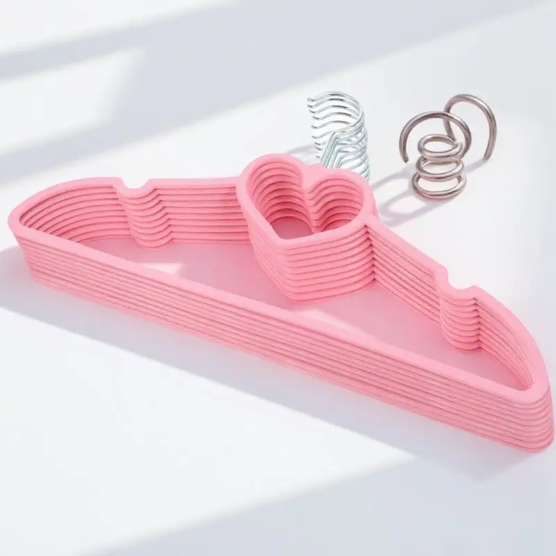 

10 PCS Love Clothes Drying Rack Heart Shaped Hangers Pink Clothing Cute Coat Kawaii
