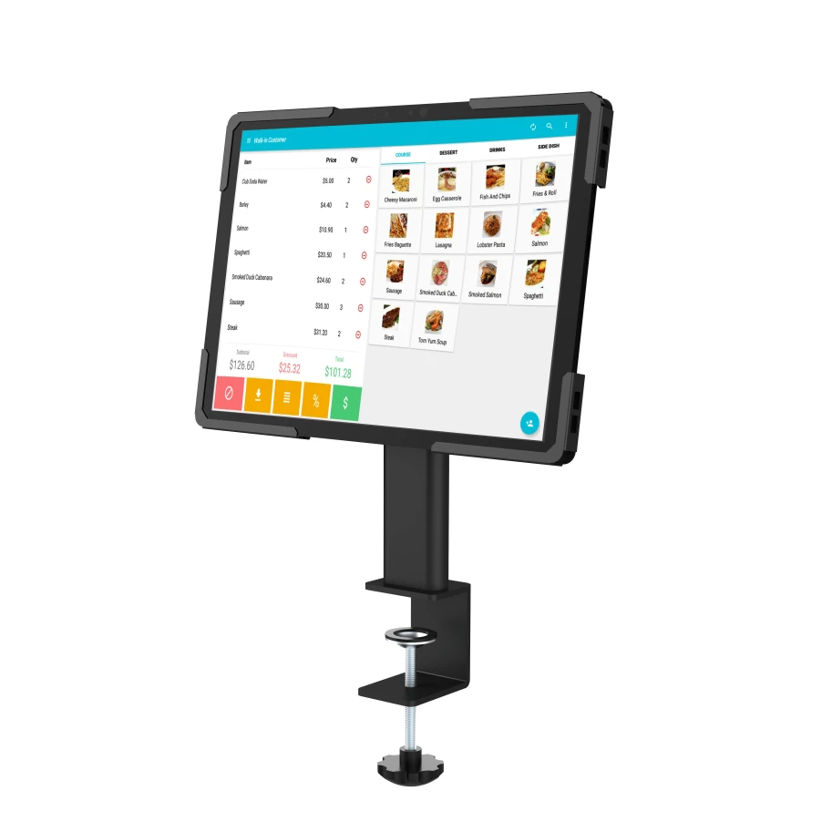 

Universal Desktop Clamp on Tablet Kiosk Stand Pos Stand With Enclosure Tablet Kiosk Stand