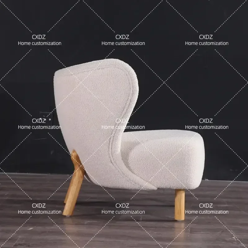 Nordic Small Petra Chair Medieval Lamb Fleece Single Lazy Sofa for Living Room Bedroom Wabi Sabi Style Comfortable Seating