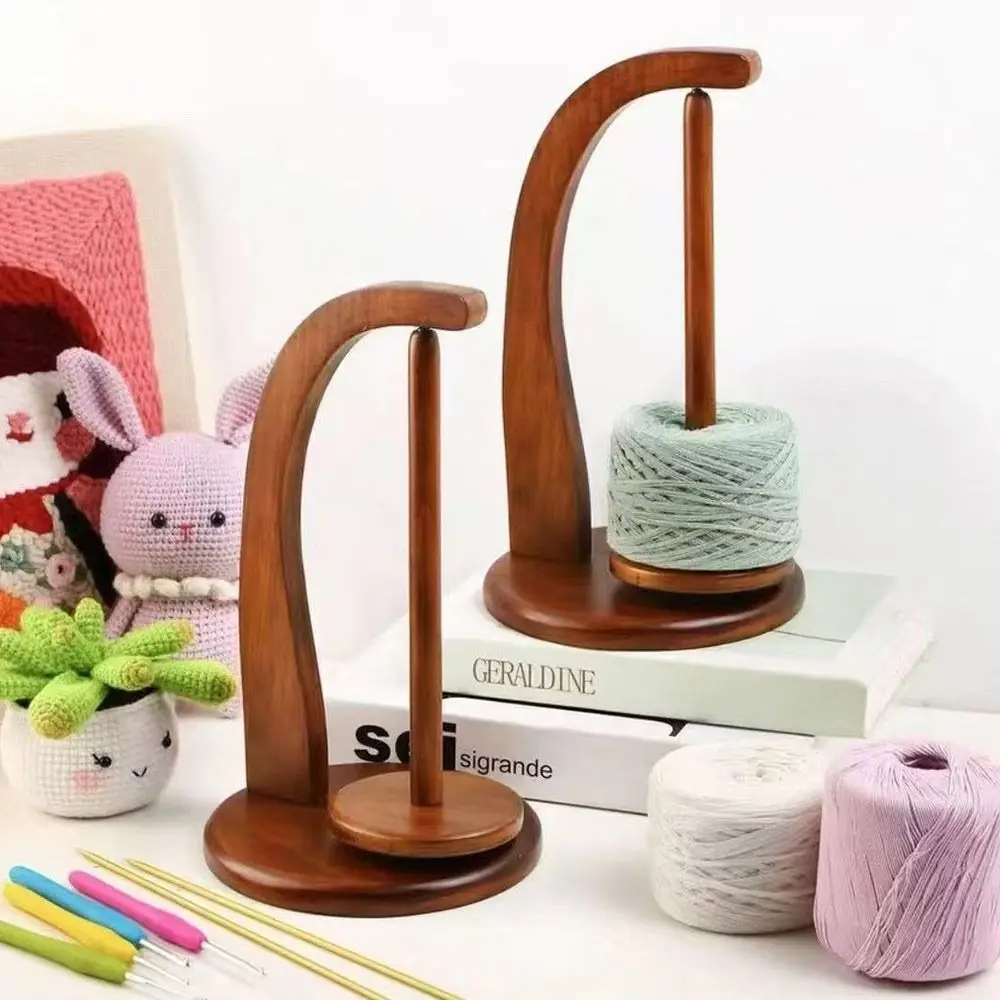 Wooden Yarn Holder Rotatable Magnetic Levitation Wool Yarn Winder Crocheting Handmade Yarn Ball Storage Rack