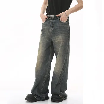 IEFB Summer Men's Denim Pants Old Blue Washed Male Jeans Straight Casual Menwear Loose Wide Leg Trousers New Fashion 9C354 4 IEFB Summer Men's Denim Pants Old Blue Washed Male Jeans Straight Casual Menwear Loose Wide Leg Trousers New Fashion 9C354 4