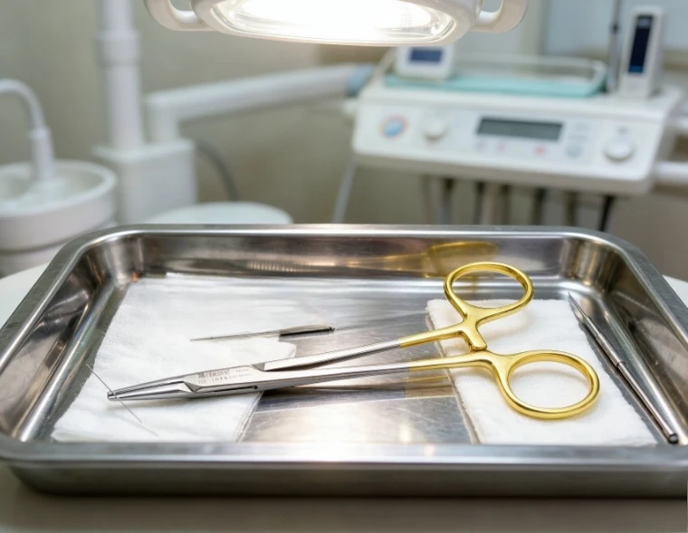 Surgical Needle Holder Pliers, Micro Suture Forceps for Dental Oral & Cosmetic Double Eyelid Thread Embedding, Stainless Steel