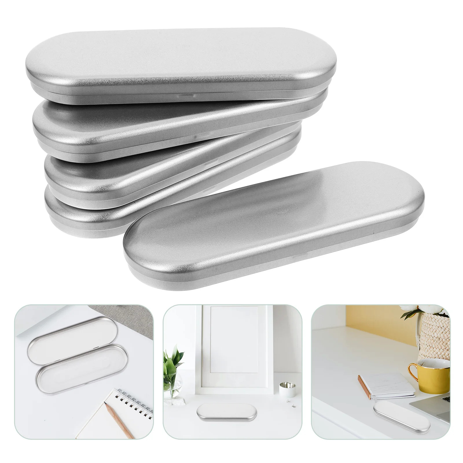 

5pcs Tinplate Pencil Case Stationery Holder Metal Pen Box Stylish School Storage Crayon Holder For Students Office Rectangular