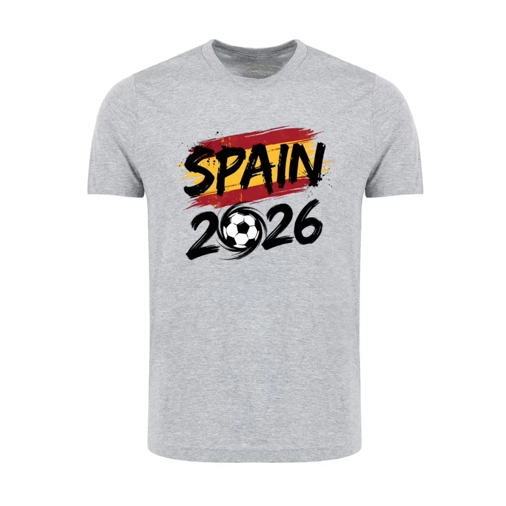 Spain 2026 Patriotic Soccer Fan T-Shirt Spanish Flag Inspired Print Shirt Men Crewneck Cotton Short Sleeve Soccer Part Supplies