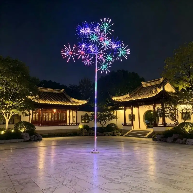 Hot Sell Led String Lights Custom Size LED Firework Tree Light IP65 Outdoor Decoration Holiday Lighting for Theme Park Path Yard