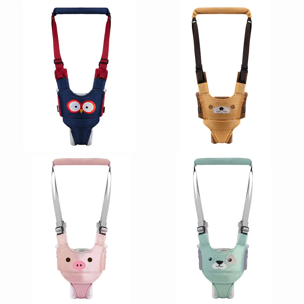 Vest Style Handheld Baby Walking Belt Harness Infant Walker Helper Assistant Strap Cartoon Owl Bear Dog Pattern Baby Leash 8-20M