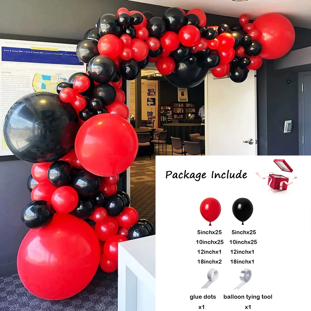 126 buah merah hitam balon len - Lighting Mcqueen Decor ulasan dan harga