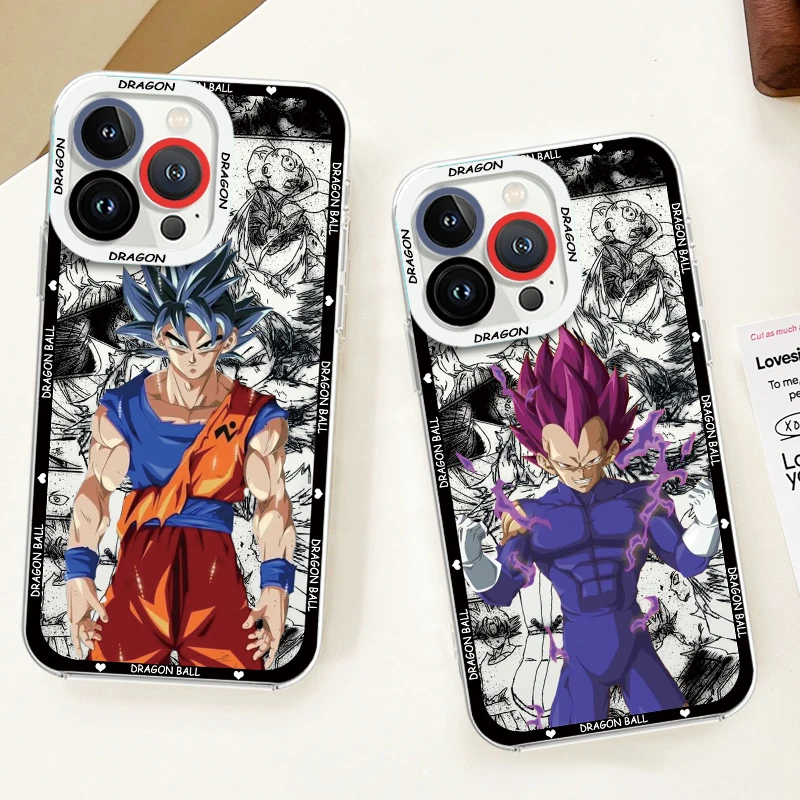 Art D-Dragon Ball Vegeta Goku Phone Case For iPhone 15 14 13 12 11 Mini XS XR X Pro MAX 8 7 Plus Angel Eyes Transparent Cover