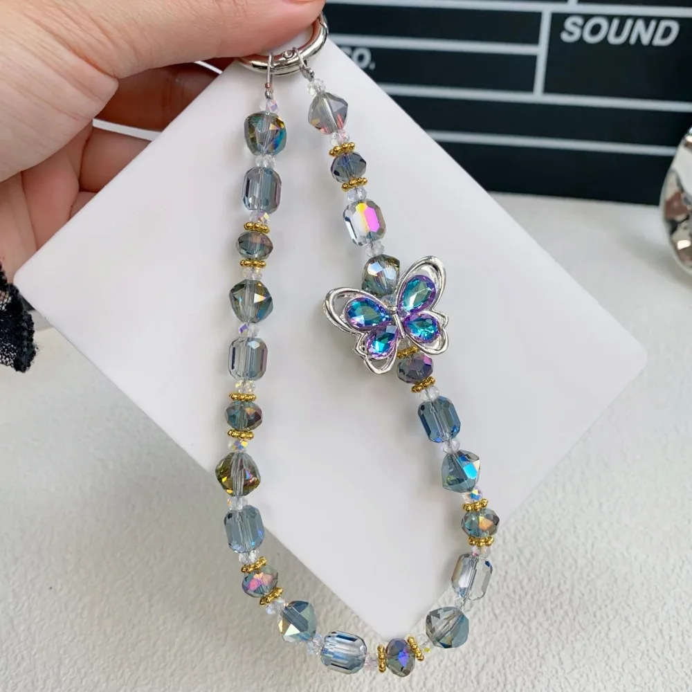 

Kawaii Rhinestone Crystal Beaded Phone Chain Women Fashion Luxury Wrist Short Hanging Rope Phone Case Keychain Bag Accessories