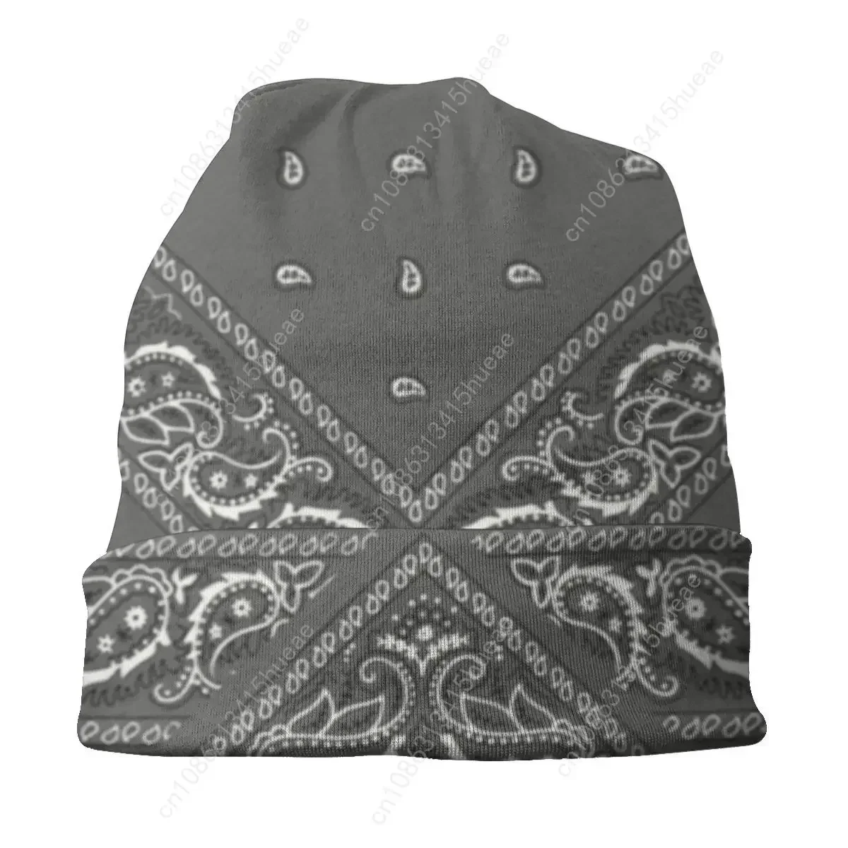 رمادي كلاسيكي باندانا نمط بونيه قبعة محبوك قبعة الرجال النساء أزياء للجنسين الشتاء الدافئ Skullies Beanies قبعات #3